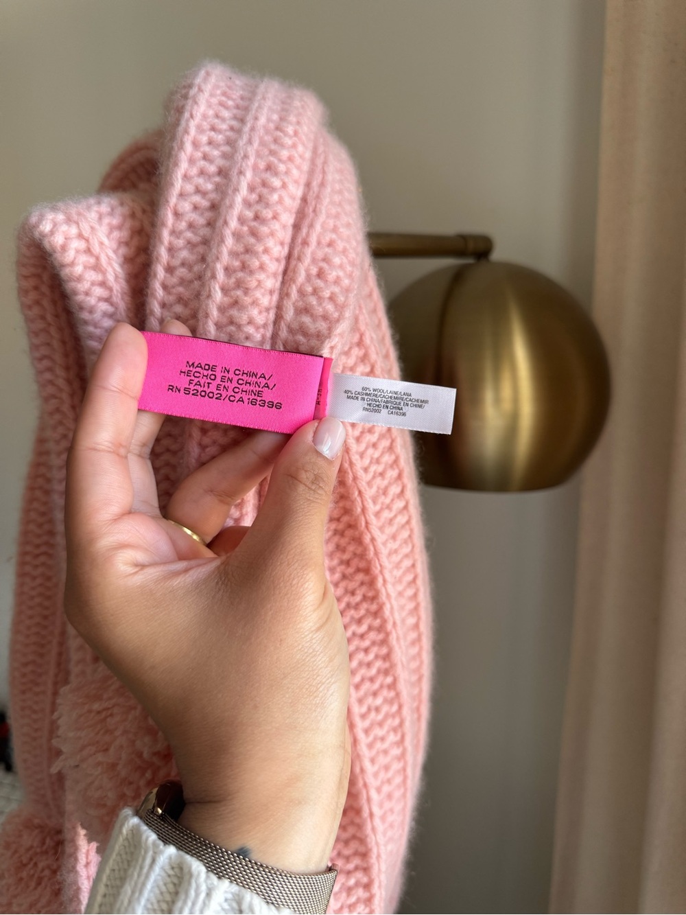 Juicy Couture Chunky Knit Pom-Pom Scarf - Baby Pink - Picture 4 of 6